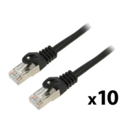 Patch cord; F/UTP; 6; litat; CCA; PVC; negru; 1m; 26AWG; Fire: 8