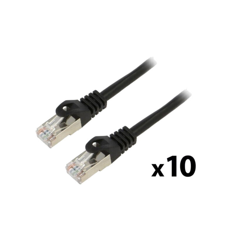 Patch cord; F/UTP; 6; litat; CCA; PVC; negru; 1m; 26AWG; Fire: 8