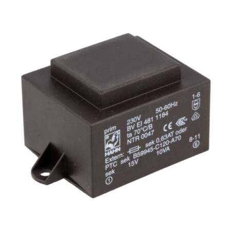 Transformator: încapsulat; 10VA; 230VAC; 15V; 667mA; PCB; BVEI