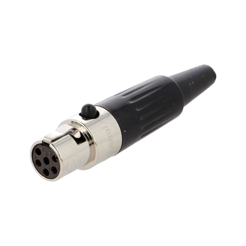 Conector: XLR mini; mufă; mamă; PIN: 6; pe cablu; lipire; 1,2A; drept