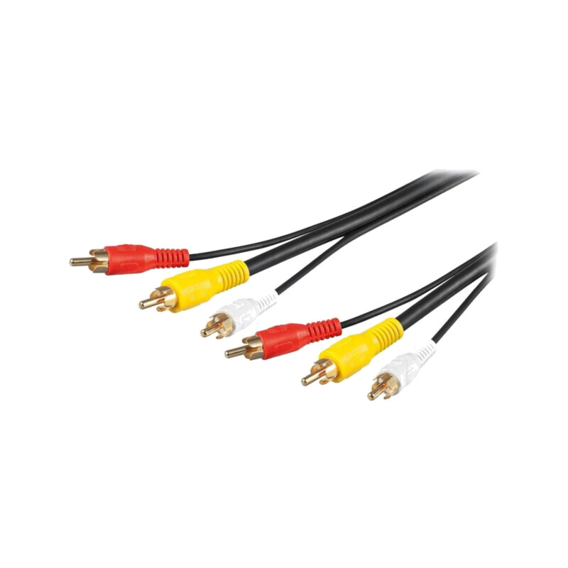 Cablu; RCA mufă x3,din ambele părţi; 15m; Placare: aurit