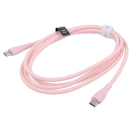 Cablu; USB 2.0; USB C mufă,din ambele părţi; nichelat; 1,5m; roz
