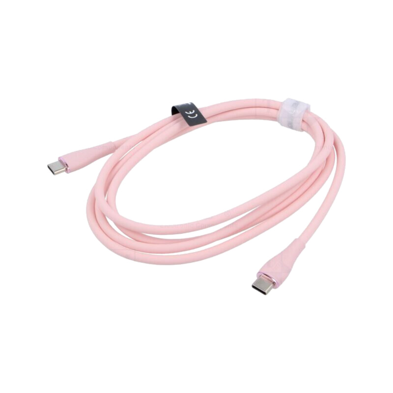 Cablu; USB 2.0; USB C mufă,din ambele părţi; nichelat; 1,5m; roz