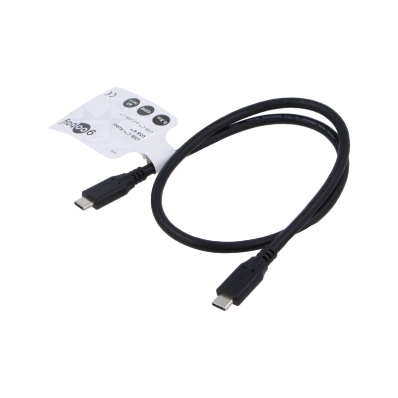 Cablu; USB 4.0; USB C mufă,din ambele părţi; 0,5m; negru; 40Gbps