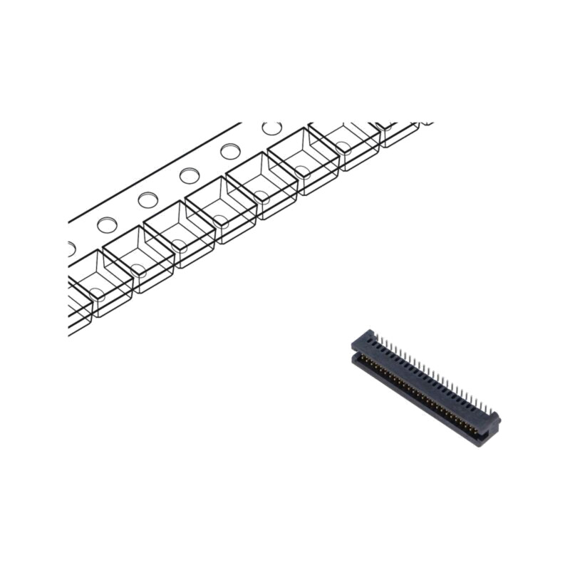 Conector: PCB-PCB; tată; PIN: 50; 1,27mm; TFC; gold flash; SMT; soclu Conector: PCB-PCB; tată; PIN: 50; 1,27mm; TFC; gold flash; SMT; soclu