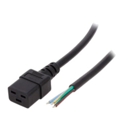 Cablu; 3x1,5mm2; IEC C19 mamă,cabluri; PVC; Lung: 3m; negru; 16A