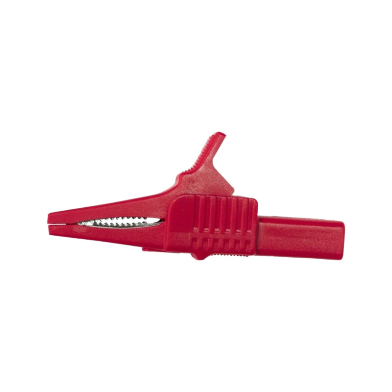Bornă crocodil; 30A; roşie; Capacitate prindere: max.19mm; 1kV
