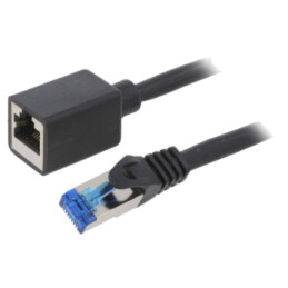 Prelungitor RJ45; S/FTP; 6a; Cu; LSZH; negru; 3m; 26AWG