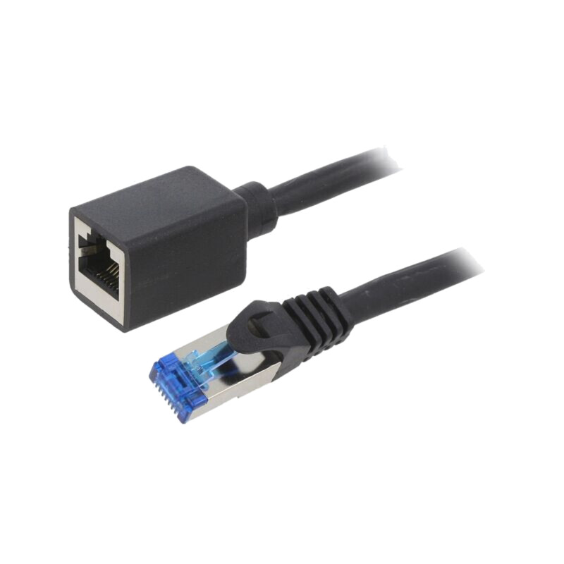Prelungitor RJ45; S/FTP; 6a; Cu; LSZH; negru; 3m; 26AWG