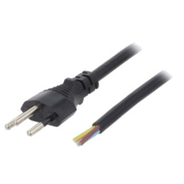 Cablu; 3x1mm2; cabluri,SEV-1011 (J) mufă; PVC; 5m; negru; 10A; 250V