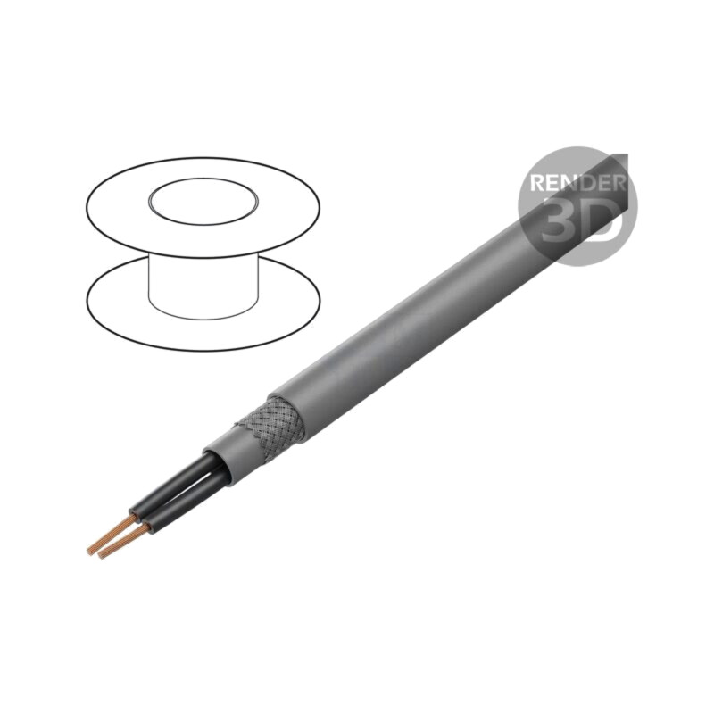 Cablu; OZ-602-CY; 2x2,5mm2; PVC; gri; 600V; CPR: fără clasificare Cablu; OZ-602-CY; 2x2,5mm2; PVC; gri; 600V; CPR: fără clasificare
