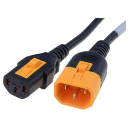 Cablu; 3x0,75mm2; IEC C13 mamă,IEC C14 tată; PVC; 0,6m; negru; 10A