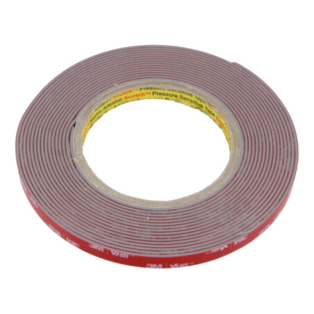 Bandă: de fixare; W: 9mm; L: 5,5m; Thk: 1,6mm; acril; gri; 39N/cm