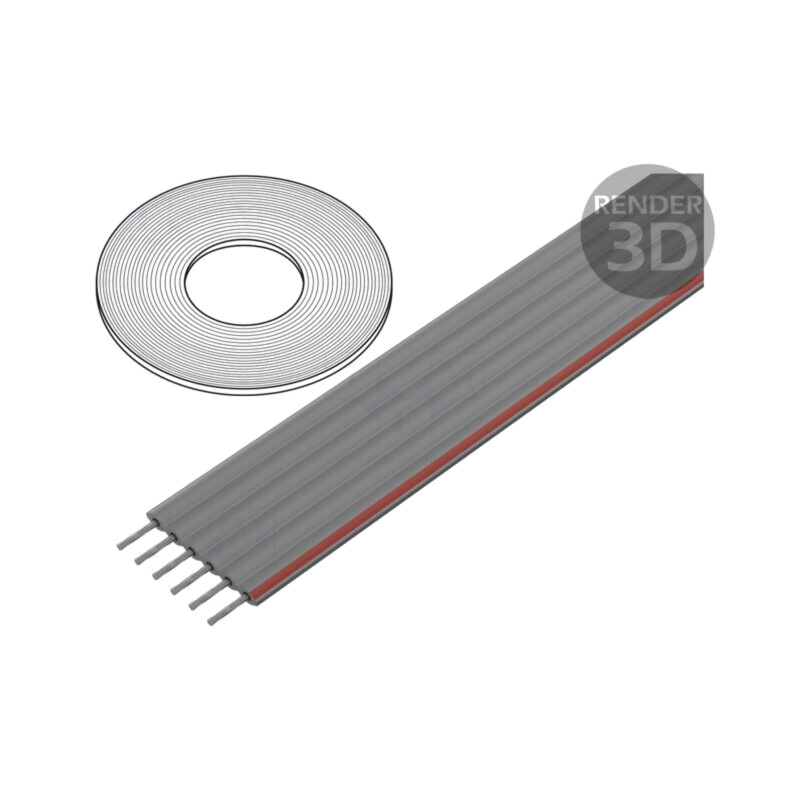 Cablu: cabluri bandă; 1mm; litat; Cu; PVC; gri; 30,5m; 6x28AWG