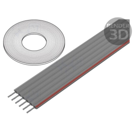 Cablu: cabluri bandă; 1mm; litat; Cu; PVC; gri; 30,5m; 6x28AWG
