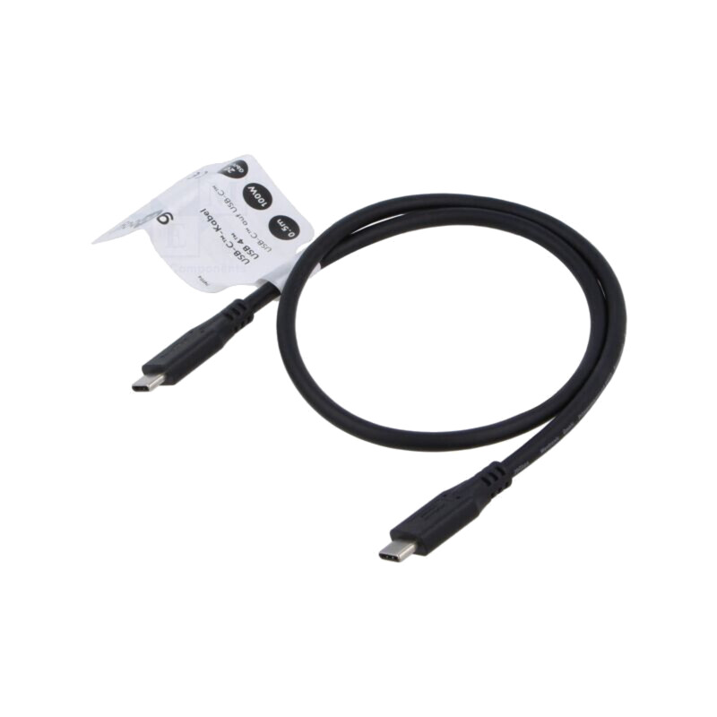 Cablu; USB 4.0; USB C mufă,din ambele părţi; 0,5m; negru; 20Gbps