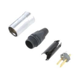 Conector: XLR; mufă; tată; PIN: 3; drept; pe cablu; lipire; 16A; 14AWG