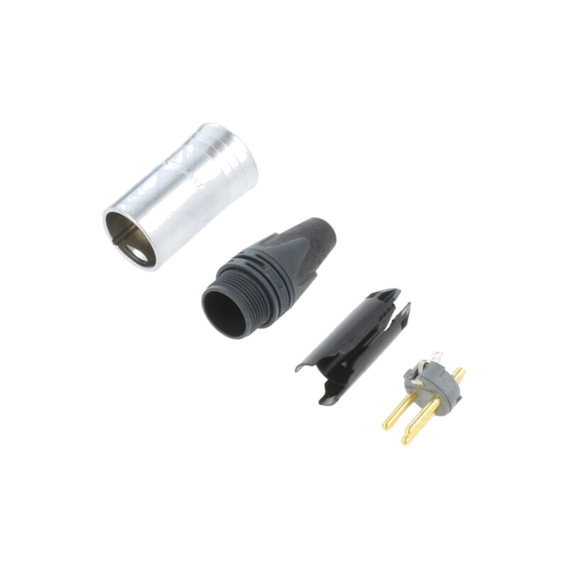 Conector: XLR; mufă; tată; PIN: 3; drept; pe cablu; lipire; 16A; 14AWG