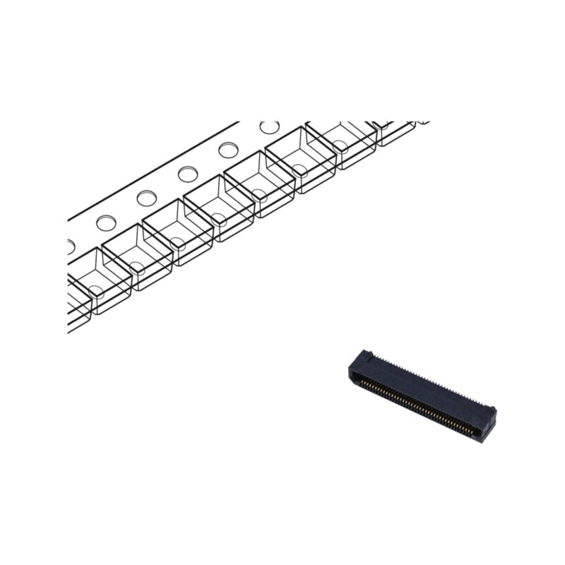 Conector: PCB-PCB; mamă; PIN: 80; 0,8mm; ERF8; aurit; SMT; soclu; 1,4A Conector: PCB-PCB; mamă; PIN: 80; 0,8mm; ERF8; aurit; SMT; soclu; 1,4A