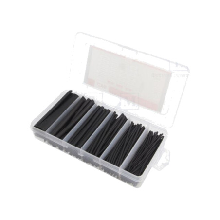 Set de manşoane termocontractabile; 2: 1; 100mm; neagră; 170buc.