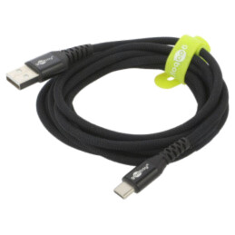 Cablu; USB 2.0; USB A mufă,USB C mufă; 2m; negru; 0,48Gbps; 60W; 3A