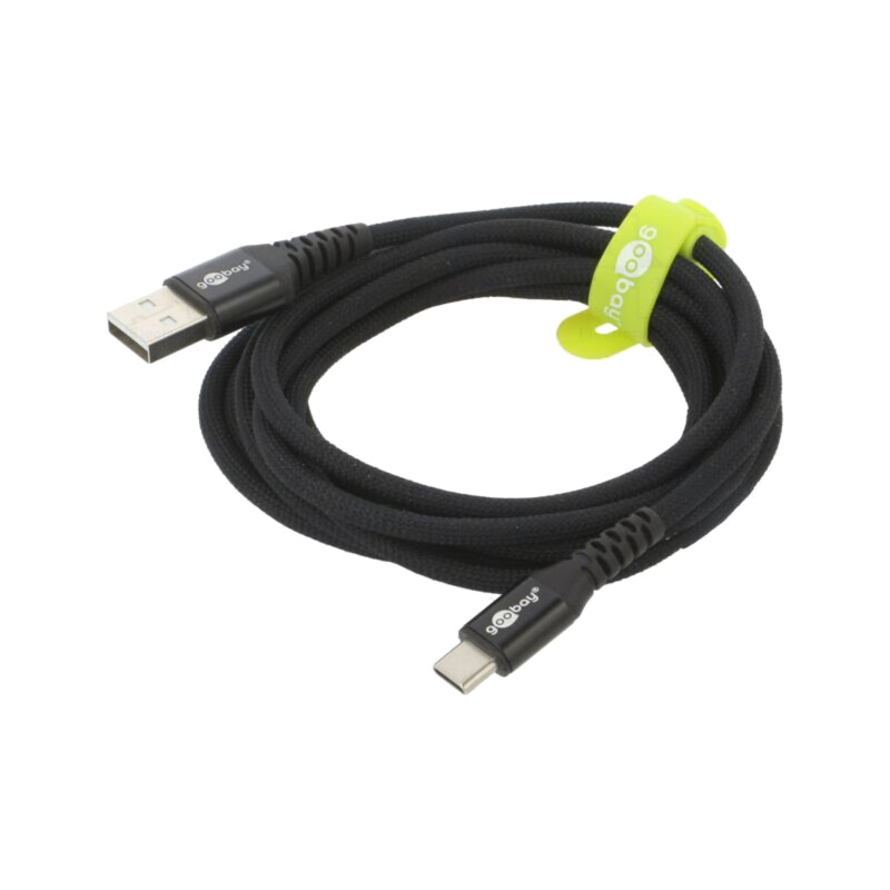 Cablu; USB 2.0; USB A mufă,USB C mufă; 2m; negru; 0,48Gbps; 60W; 3A