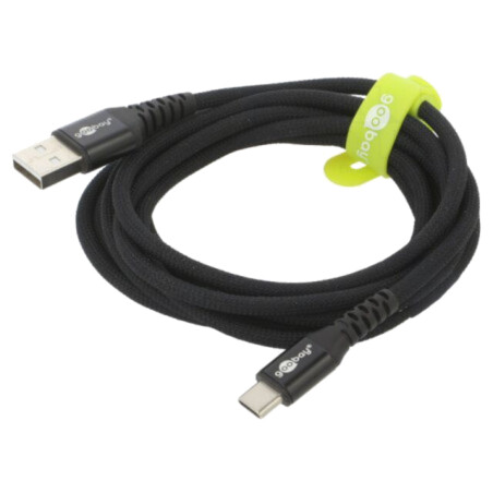 Cablu; USB 2.0; USB A mufă,USB C mufă; 2m; negru; 0,48Gbps; 60W; 3A
