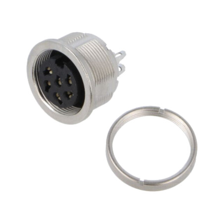 Conector: M16; PIN: 6; IP67; soclu; mamă; 250V; 5A; lipire; 18AWG