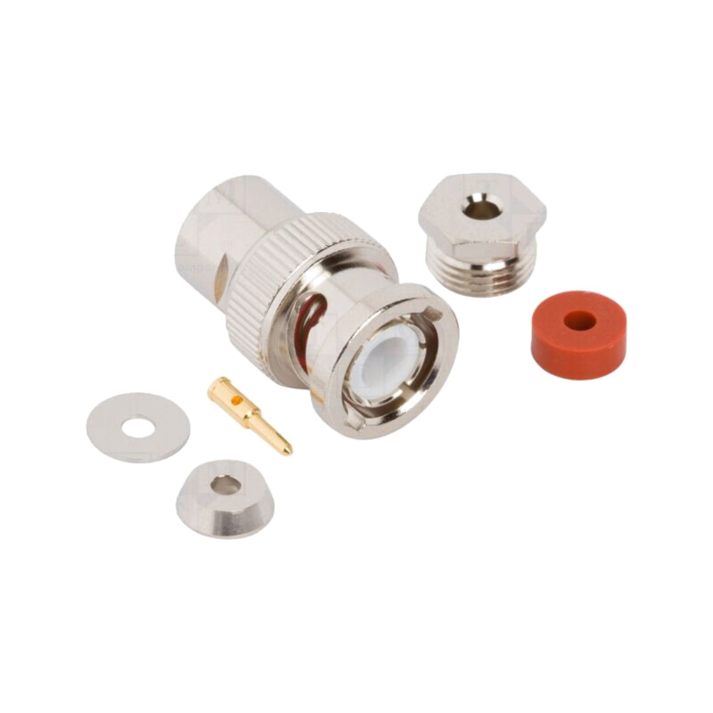 Conector: BNC; mufă; tată; drept; 50Ω; răsucire (clamp),crimpat