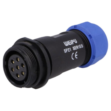 Mufă; SP21; mamă; PIN: 7; IP68; 7÷12mm; 15A; lipire; pe cablu; 500V