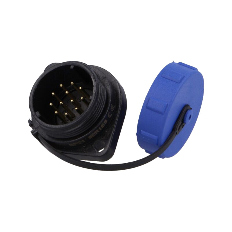 Soclu; SP21; tată; PIN: 12; cu capac de protecţie; IP68; 5A; lipire