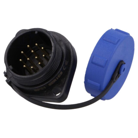 Soclu; SP21; tată; PIN: 12; cu capac de protecţie; IP68; 5A; lipire