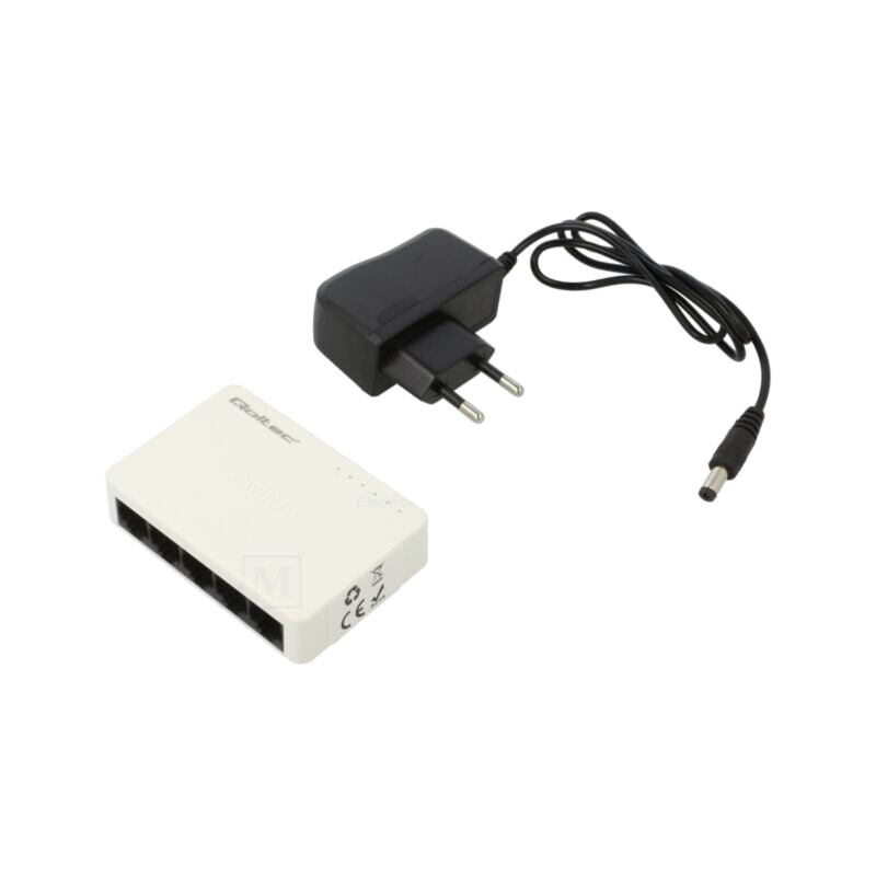 Switch Fast Ethernet; albă; 150m; Kit: cablu DC,alimentator