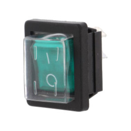 ROCKER; DPST; Poz: 2; ON-OFF; 16A/250VAC; verde; lampă cu neon; 1350
