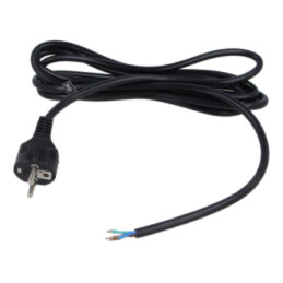 Cablu; 3x1,5mm2; CEE 7/7 (E/F) mufă,cabluri; PVC; 3m; negru; 16A