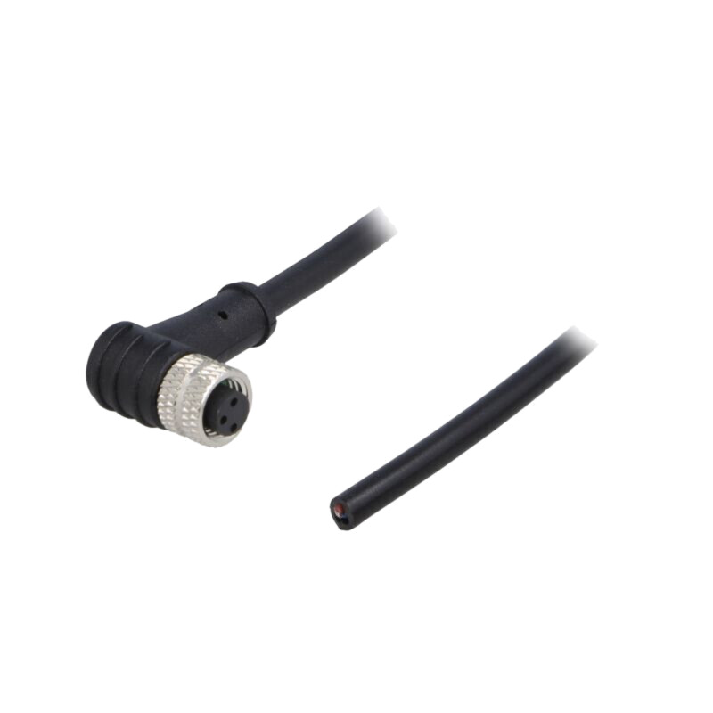 Conector: M8; mamă; PIN: 3; în unghi 90°; cu manşon,cu cablu; mufă