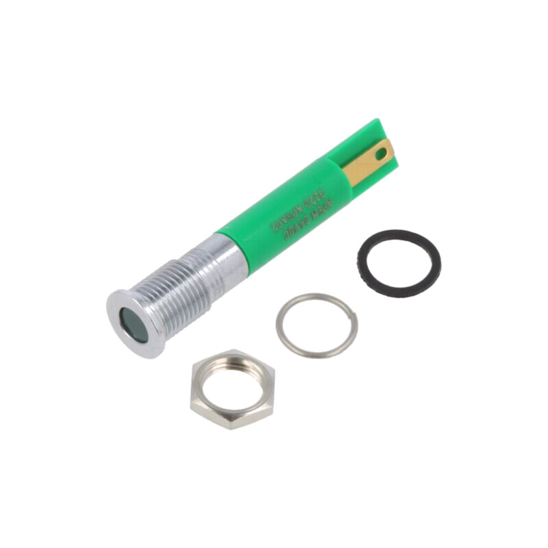 Lampă de control: LED; plată; verde; Ø8mm; IP67; Q8; alamă; ØLED: 5mm