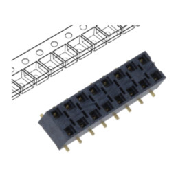 Conector: şiruri pini; mamă; PIN: 16; 2,54mm; aurit; SMT; soclu; rolă