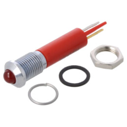 Lampă de control: LED; convex; roşie; Ø8mm; IP67; Q8; alamă; 80mcd