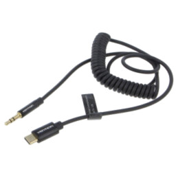 Cablu; Jack 3,5mm 3pin mufă,USB C mufă; aurit; 1m; negru