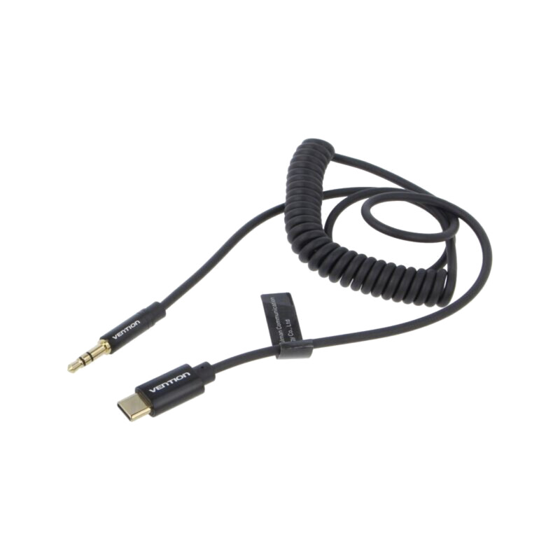 Cablu; Jack 3,5mm 3pin mufă,USB C mufă; aurit; 1m; negru