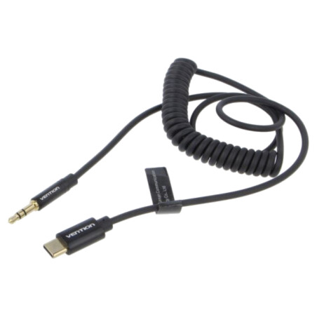 Cablu; Jack 3,5mm 3pin mufă,USB C mufă; aurit; 1m; negru