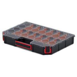 Container: colectiv; cu partiții; neagră; joasă; 390x284x60mm