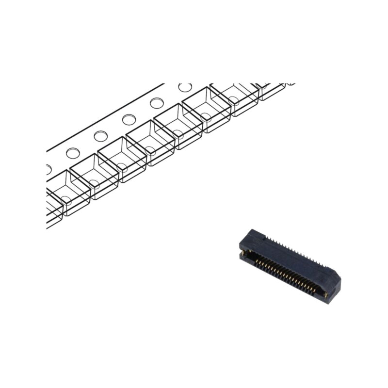 Conector: PCB-PCB; mamă; PIN: 40; 0,8mm; ERF8; aurit; SMT; soclu; 1,4A Conector: PCB-PCB; mamă; PIN: 40; 0,8mm; ERF8; aurit; SMT; soclu; 1,4A