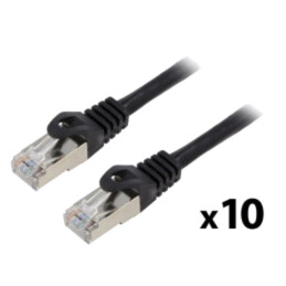 Patch cord; F/UTP; 6; litat; CCA; PVC; negru; 0,5m; 26AWG; Fire: 8