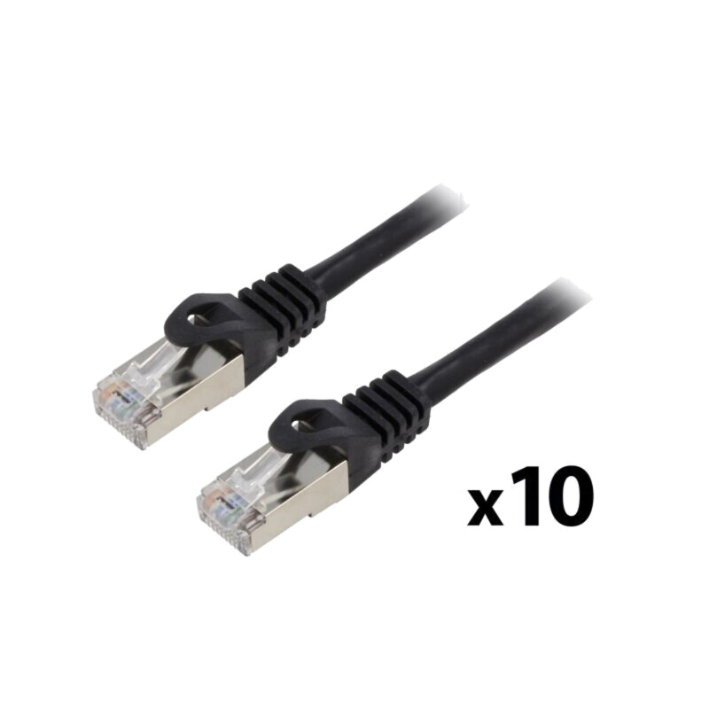 Patch cord; F/UTP; 6; litat; CCA; PVC; negru; 0,5m; 26AWG; Fire: 8 Patch cord; F/UTP; 6; litat; CCA; PVC; negru; 0,5m; 26AWG; Fire: 8