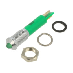 Lampă de control: LED; convex; verde; Ø6mm; IP67; Q6; alamă; 50mcd