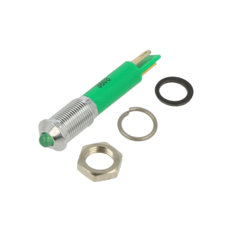 Lampă de control: LED; convex; verde; Ø6mm; IP67; Q6; alamă; 50mcd