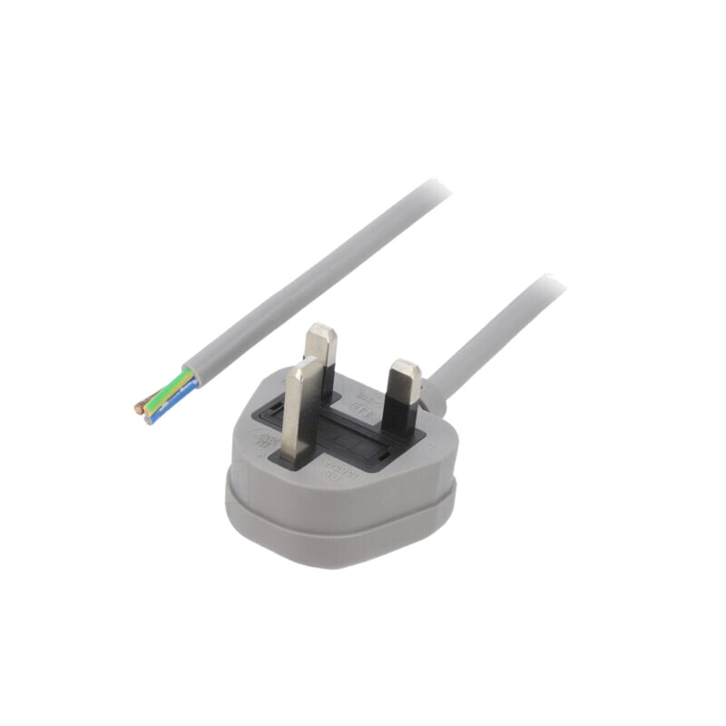 Cablu; 3x1mm2; BS 1363 (G) mufă,cabluri; PVC; 3m; gri; 13A; 250V