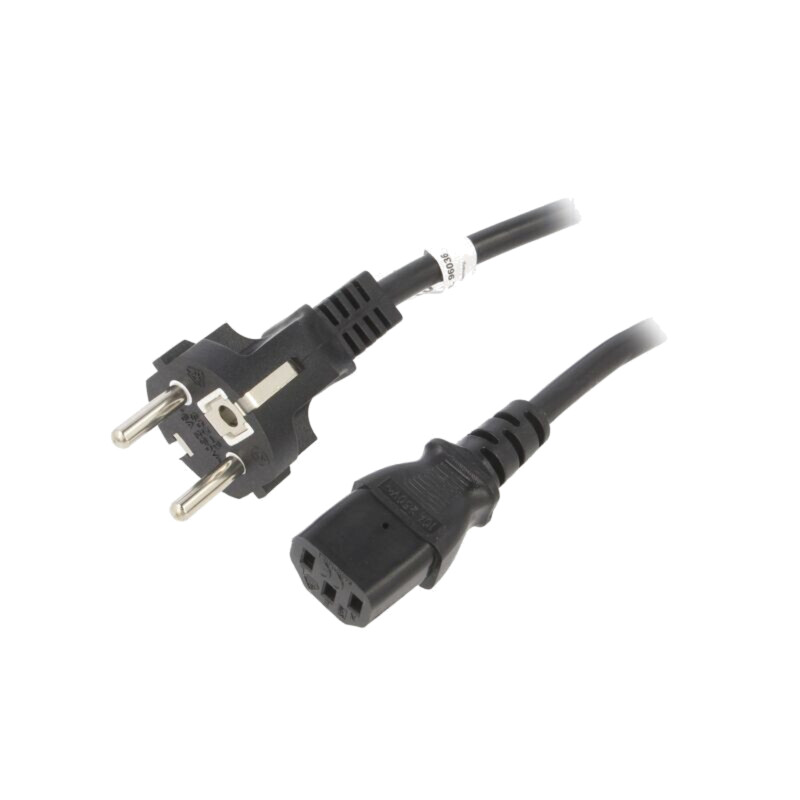 Cablu; CEE 7/7 (E/F) mufă,IEC C13 mamă; PVC; 3m; negru; 10A; 250V